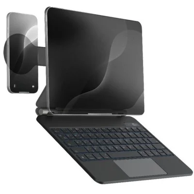 Powerology Dynaboard Wireless Keyboard With Magsafe Stand For Ipad Pro 13-Inch (M4) And Multi-Color Lighting - Black